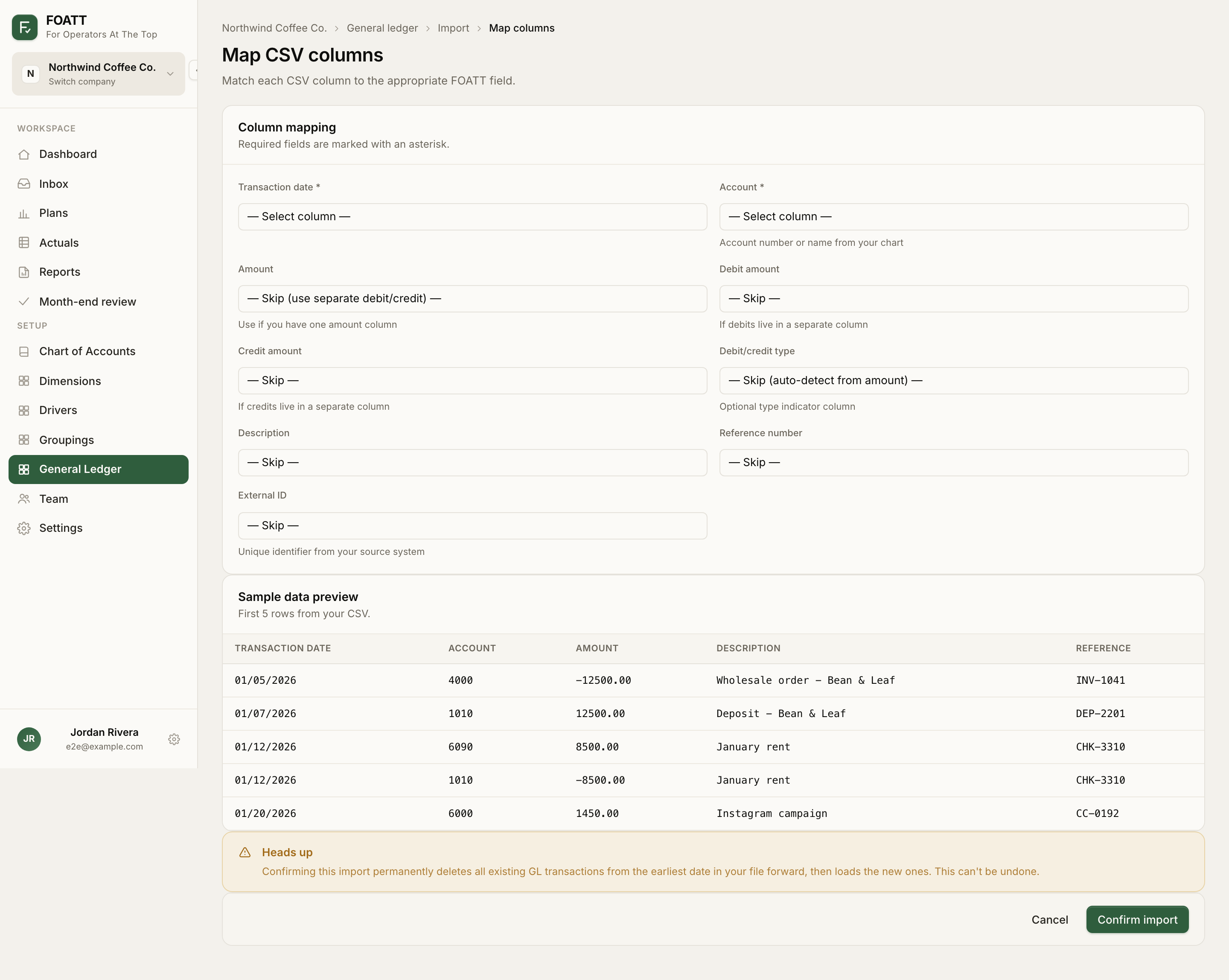 Mapping CSV columns