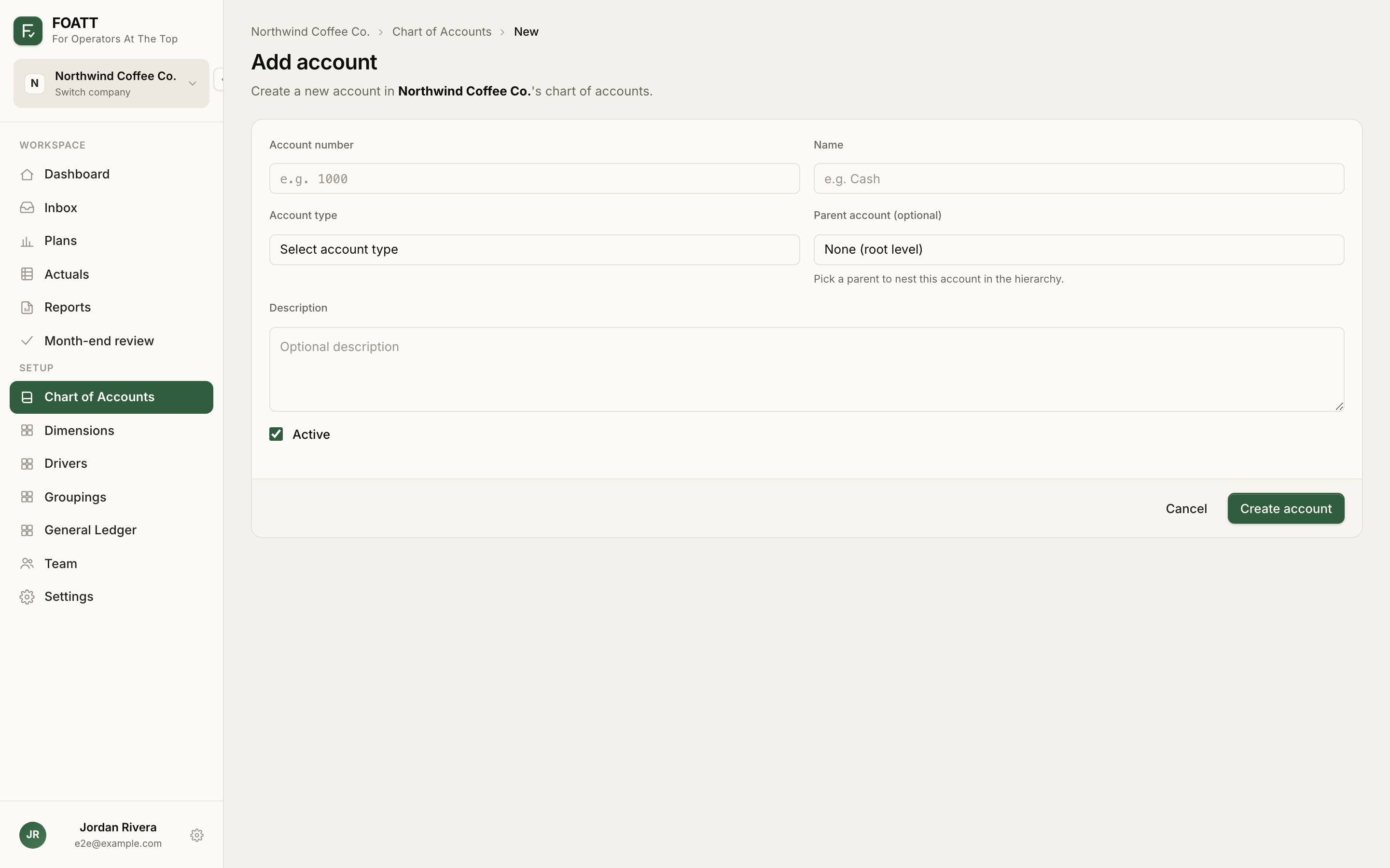 The account form