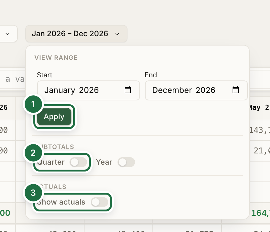 The date range dropdown